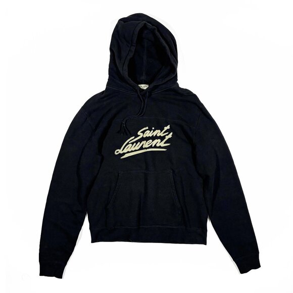 Saint Laurent 50s Signature Logo Hoodie Black Size M 2020 - Picture 1 of 8
